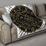 Gold And Black Aries Sign Print Quilt