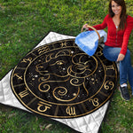 Gold And Black Aries Sign Print Quilt
