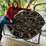 Gold And Black Aries Sign Print Quilt