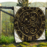 Gold And Black Aries Sign Print Quilt