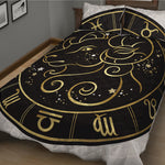 Gold And Black Aries Sign Print Quilt Bed Set