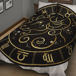 Gold And Black Aries Sign Print Quilt Bed Set