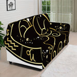 Gold And Black Aries Sign Print Sofa Cover