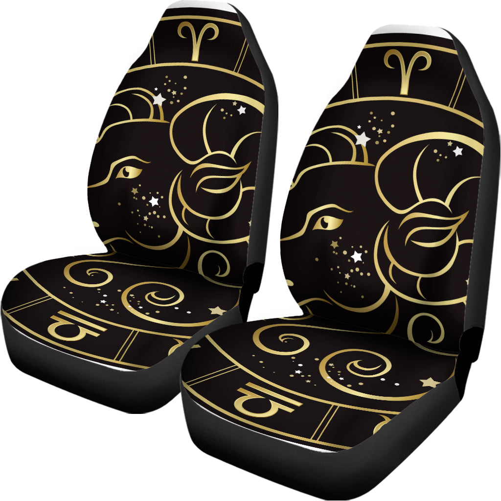 Gold And Black Aries Sign Print Universal Fit Car Seat Covers