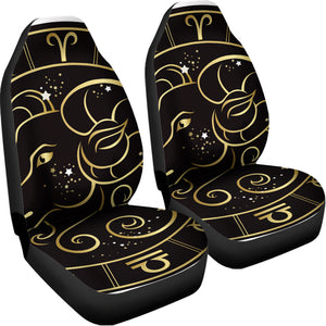 Gold And Black Aries Sign Print Universal Fit Car Seat Covers