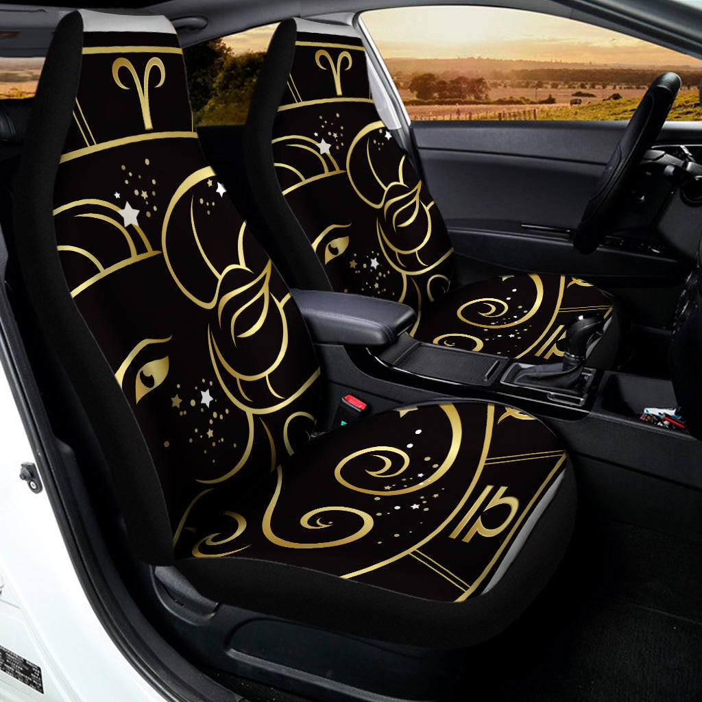 Gold And Black Aries Sign Print Universal Fit Car Seat Covers