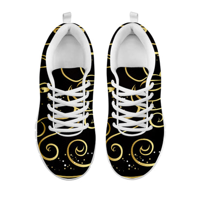 Gold And Black Aries Sign Print White Sneakers