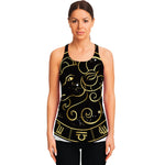 Gold And Black Aries Sign Print Women's Racerback Tank Top