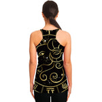 Gold And Black Aries Sign Print Women's Racerback Tank Top