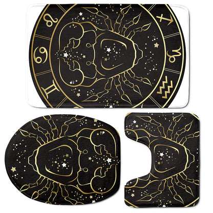 Gold And Black Cancer Sign Print 3 Piece Bath Mat Set