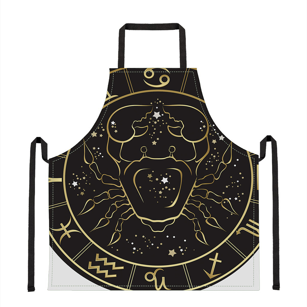 Gold And Black Cancer Sign Print Apron