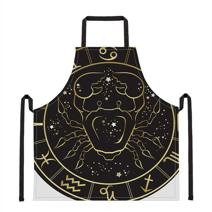 Gold And Black Cancer Sign Print Apron