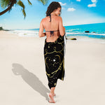 Gold And Black Cancer Sign Print Beach Sarong Wrap