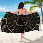 Gold And Black Cancer Sign Print Beach Sarong Wrap