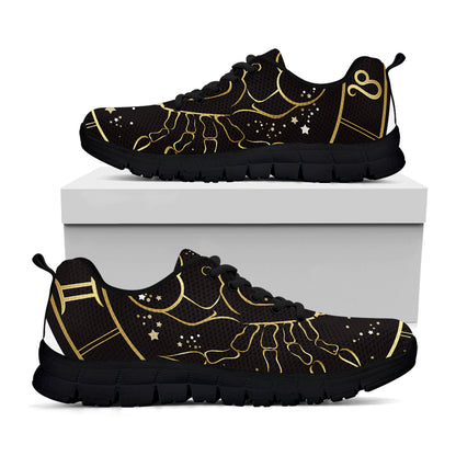 Gold And Black Cancer Sign Print Black Sneakers