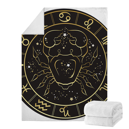 Gold And Black Cancer Sign Print Blanket