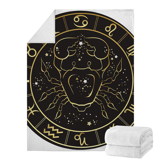 Gold And Black Cancer Sign Print Blanket