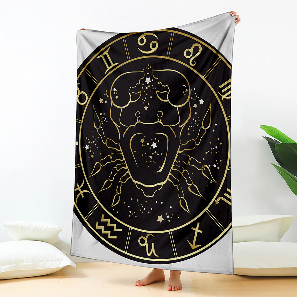 Gold And Black Cancer Sign Print Blanket