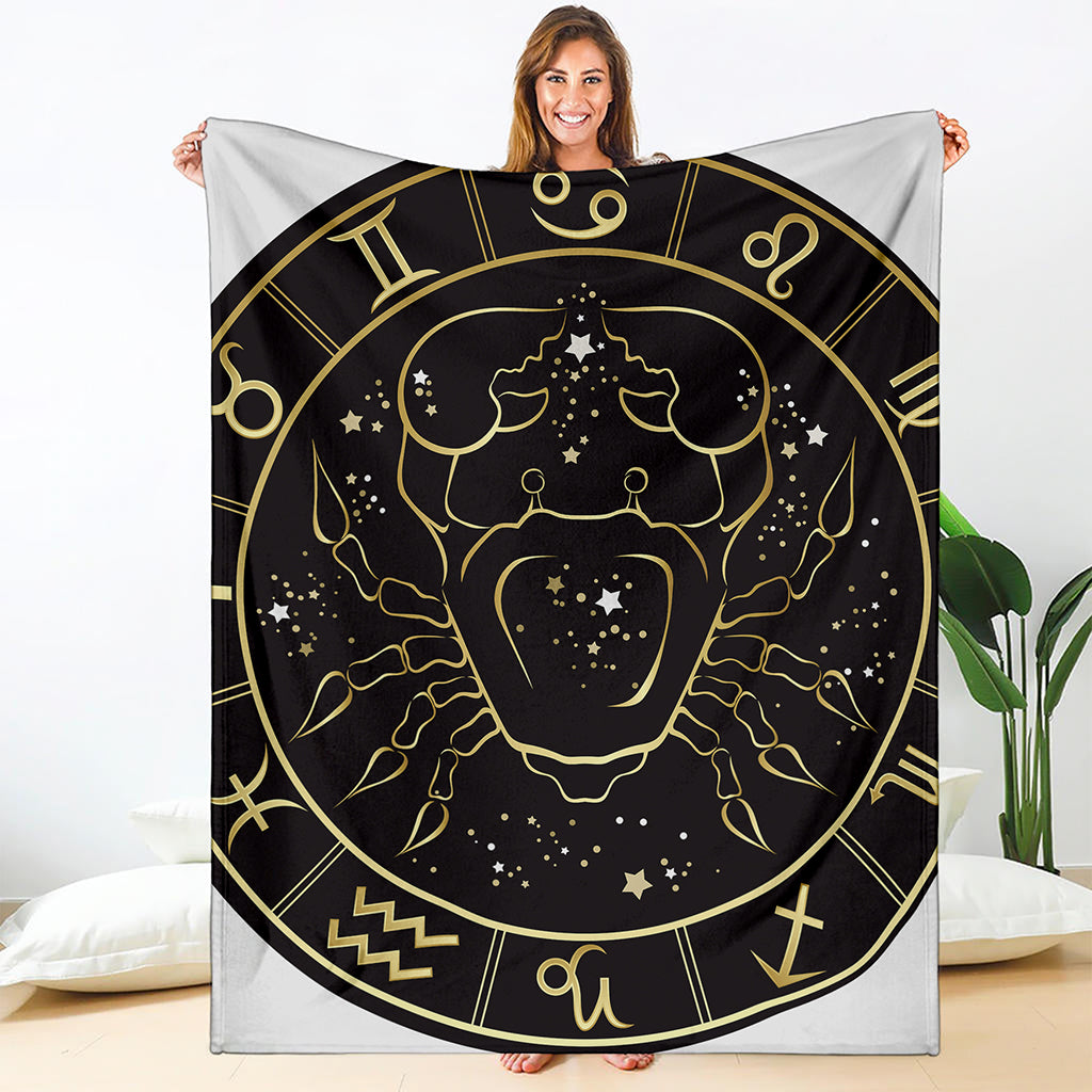 Gold And Black Cancer Sign Print Blanket