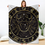 Gold And Black Cancer Sign Print Blanket