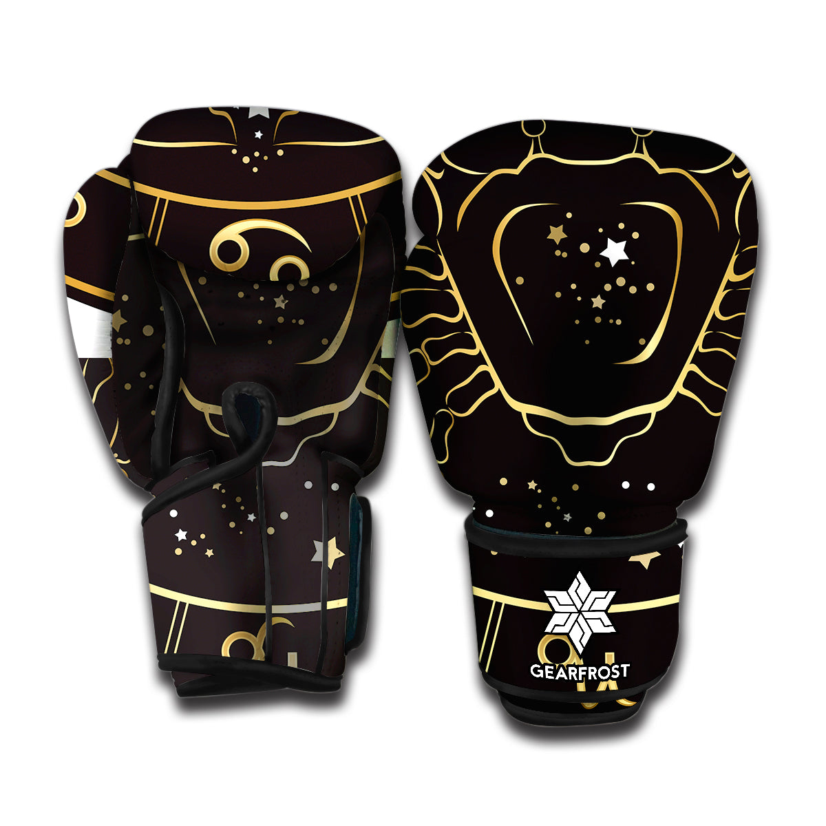 Gold And Black Cancer Sign Print Boxing Gloves