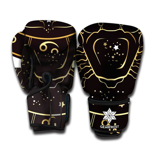 Gold And Black Cancer Sign Print Boxing Gloves