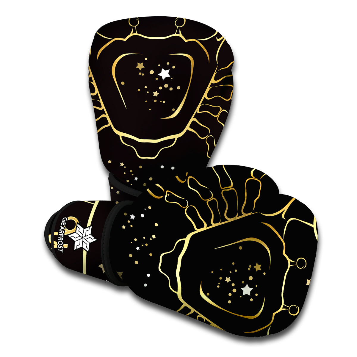 Gold And Black Cancer Sign Print Boxing Gloves