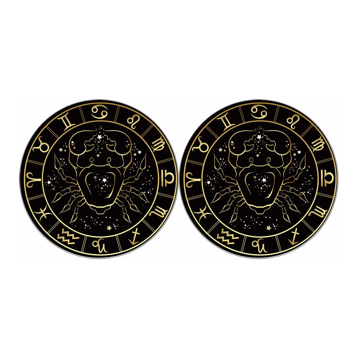 Gold And Black Cancer Sign Print Car Coasters