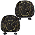 Gold And Black Cancer Sign Print Car Headrest Covers