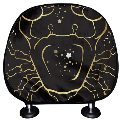 Gold And Black Cancer Sign Print Car Headrest Covers