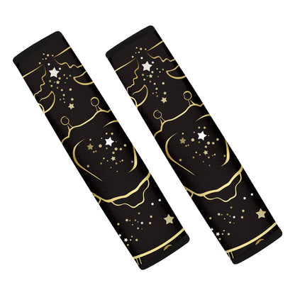 Gold And Black Cancer Sign Print Car Seat Belt Covers