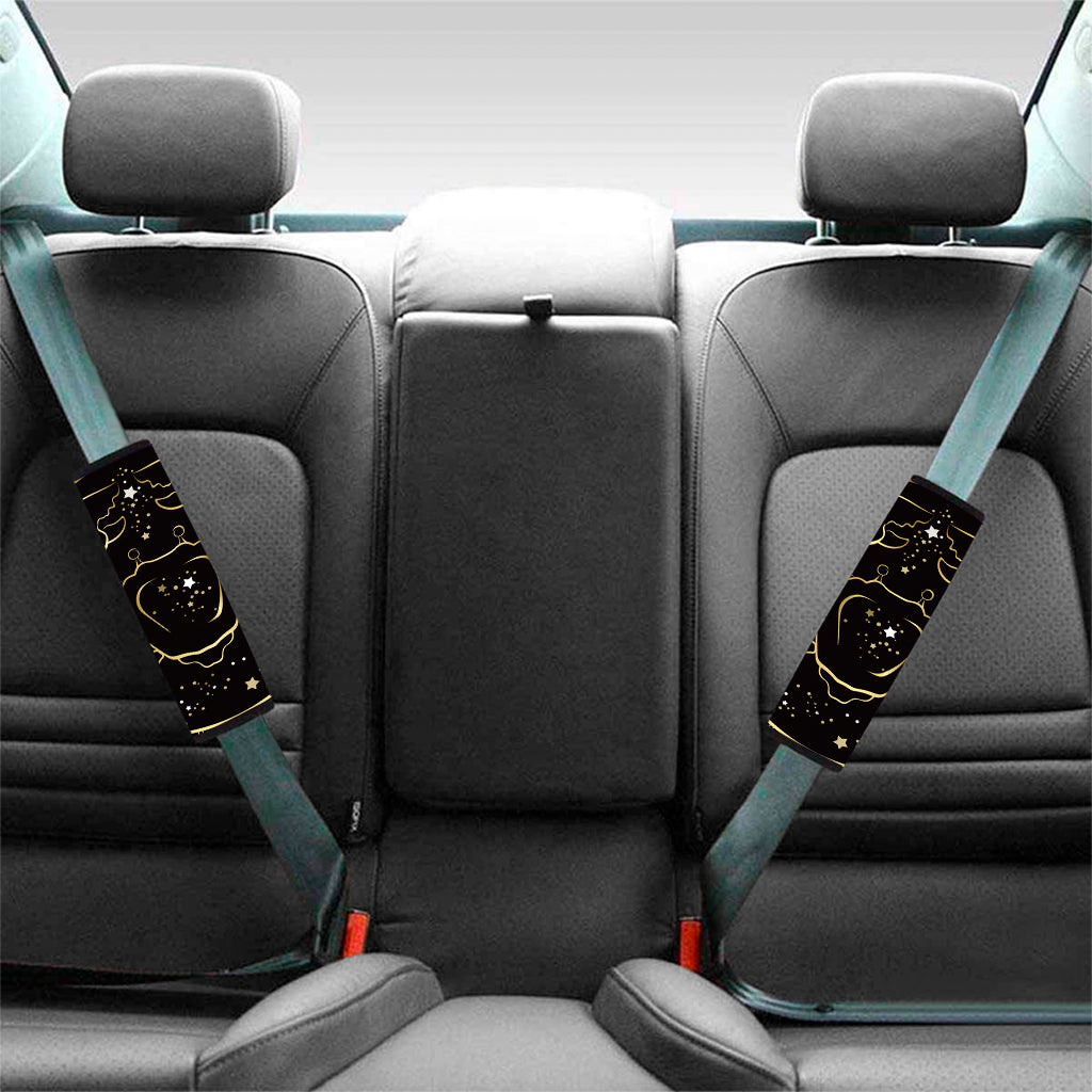 Gold And Black Cancer Sign Print Car Seat Belt Covers