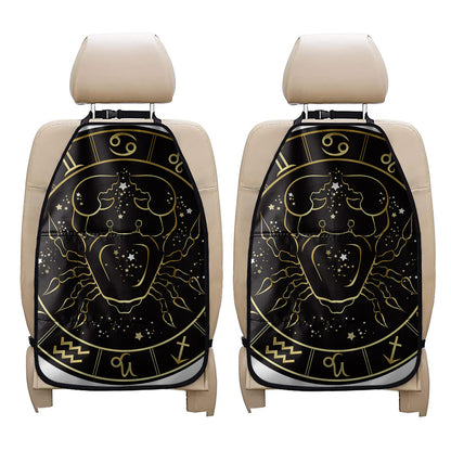 Gold And Black Cancer Sign Print Car Seat Organizers