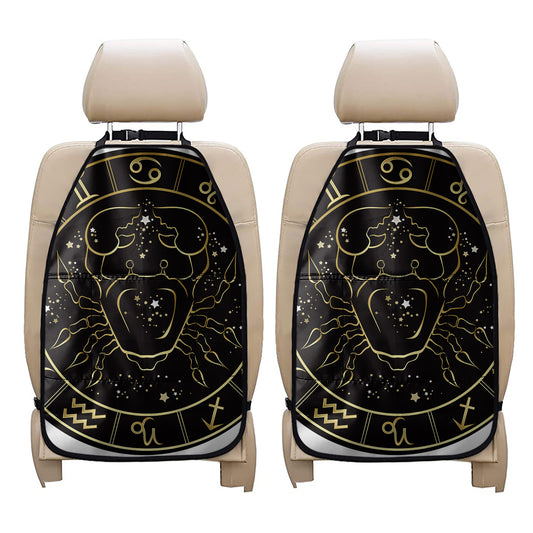 Gold And Black Cancer Sign Print Car Seat Organizers