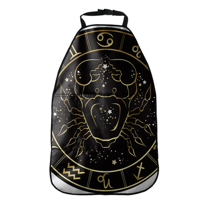 Gold And Black Cancer Sign Print Car Seat Organizers