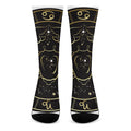 Gold And Black Cancer Sign Print Crew Socks
