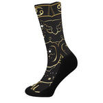 Gold And Black Cancer Sign Print Crew Socks