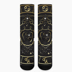 Gold And Black Cancer Sign Print Crew Socks