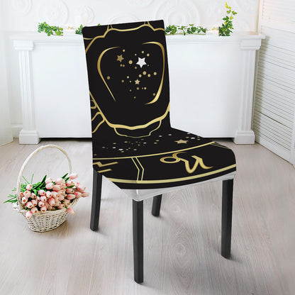 Gold And Black Cancer Sign Print Dining Chair Slipcover