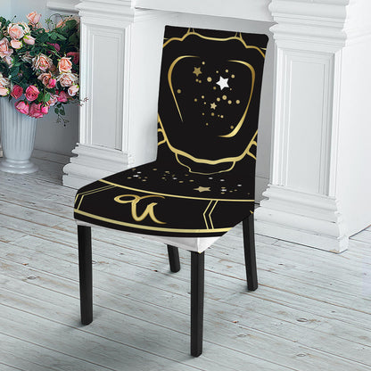 Gold And Black Cancer Sign Print Dining Chair Slipcover