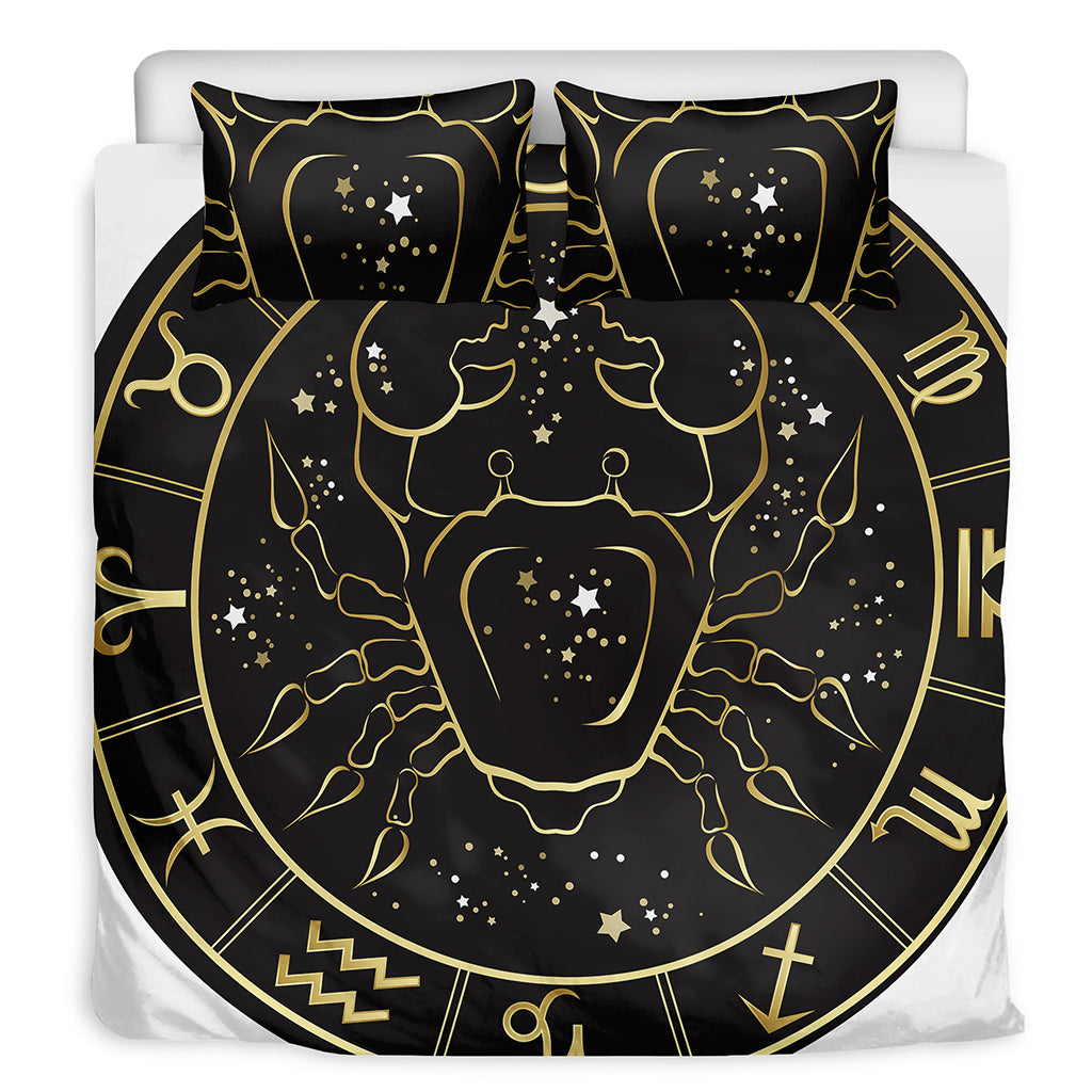 Gold And Black Cancer Sign Print Duvet Cover Bedding Set