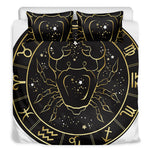 Gold And Black Cancer Sign Print Duvet Cover Bedding Set