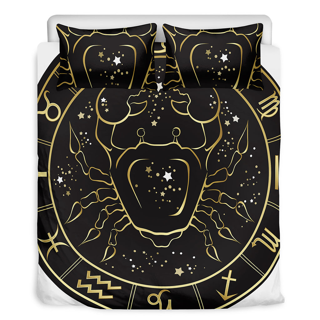 Gold And Black Cancer Sign Print Duvet Cover Bedding Set