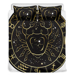 Gold And Black Cancer Sign Print Duvet Cover Bedding Set