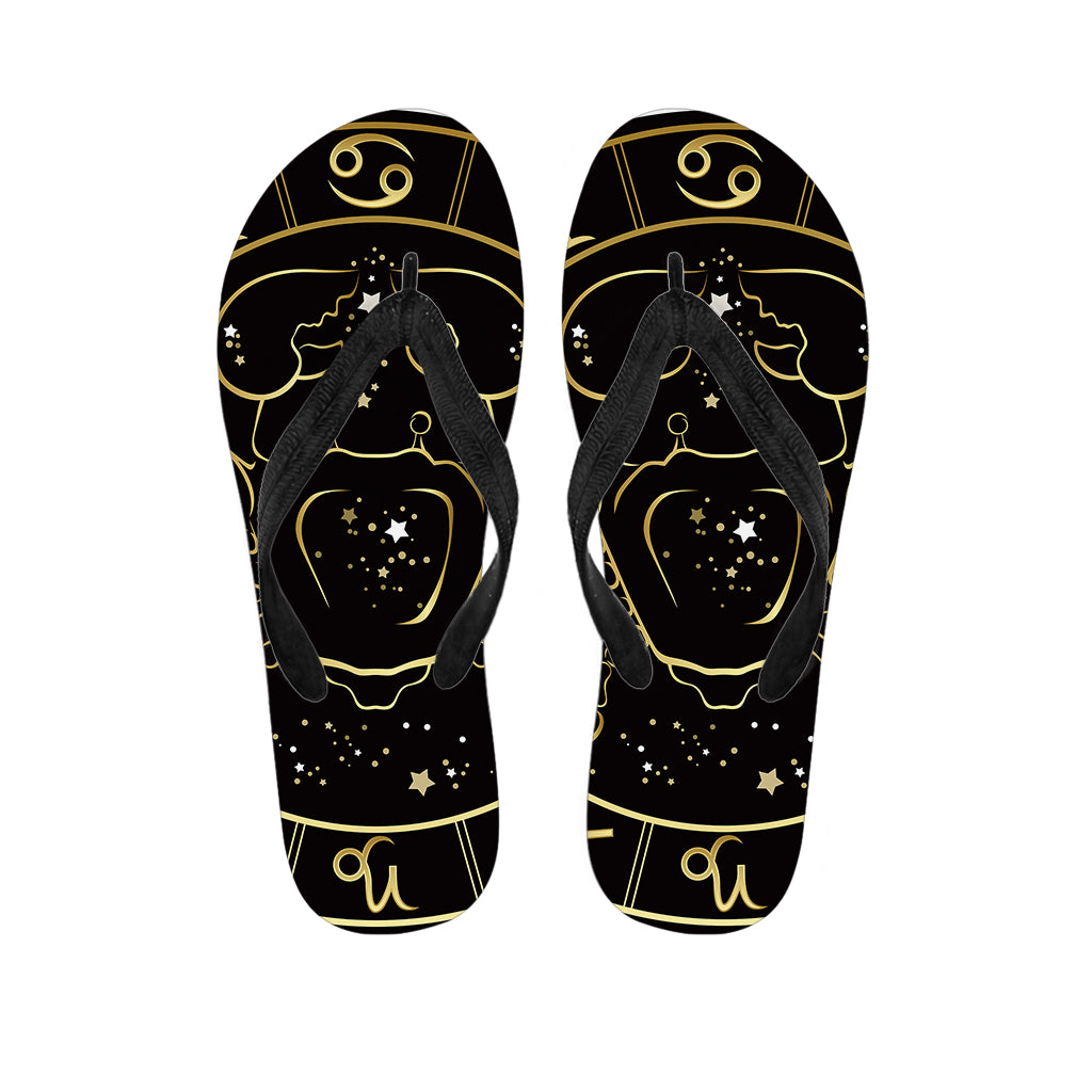 Gold And Black Cancer Sign Print Flip Flops