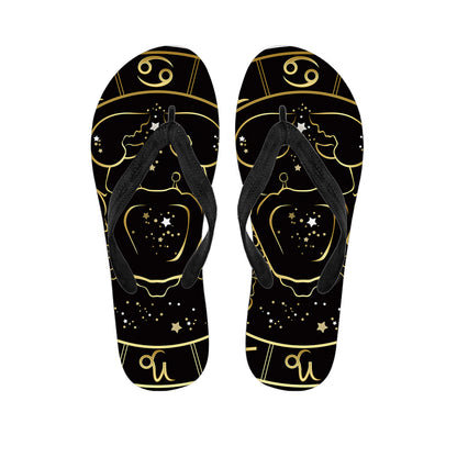 Gold And Black Cancer Sign Print Flip Flops