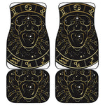 Gold And Black Cancer Sign Print Front and Back Car Floor Mats