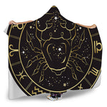 Gold And Black Cancer Sign Print Hooded Blanket
