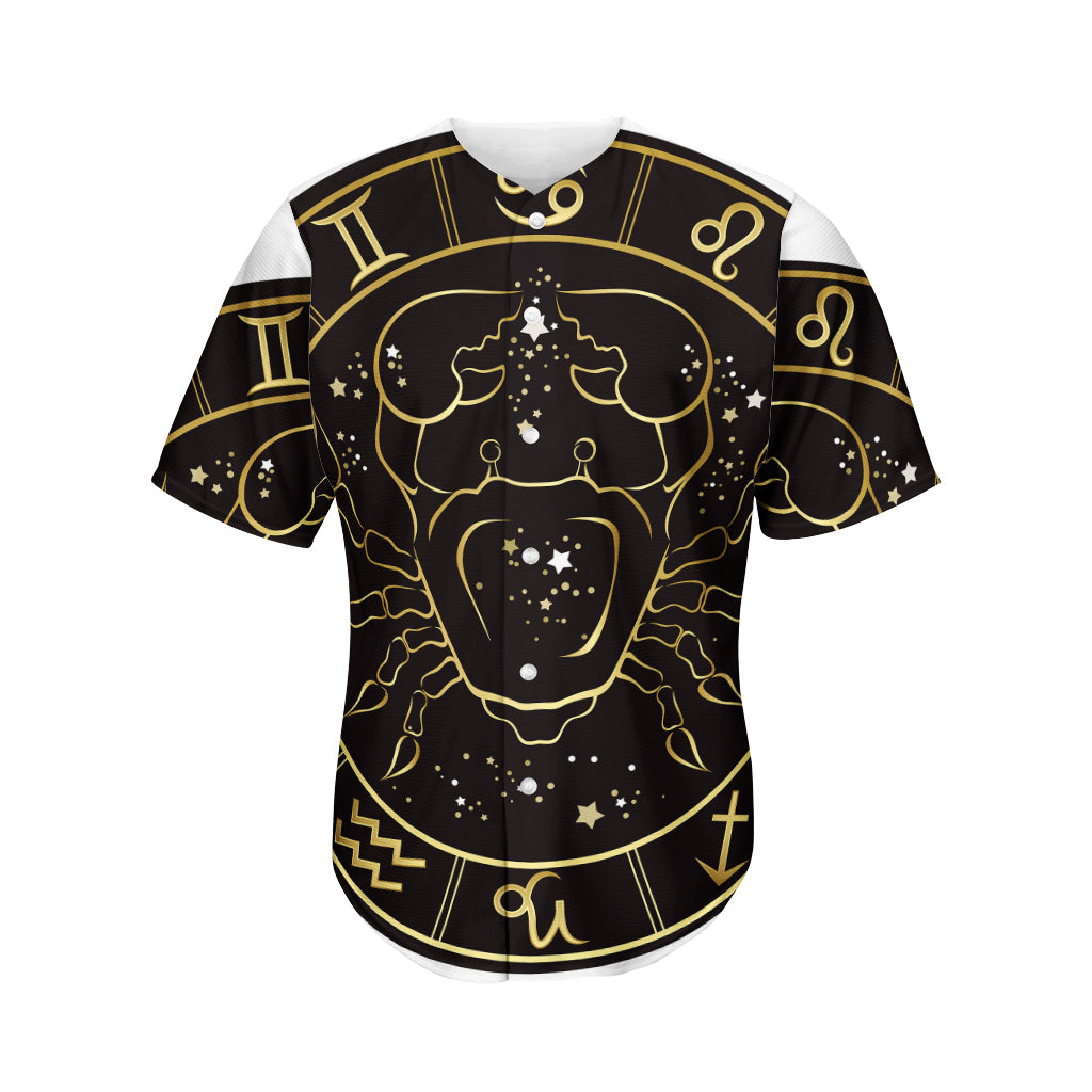 Gold And Black Cancer Sign Print Men's Baseball Jersey