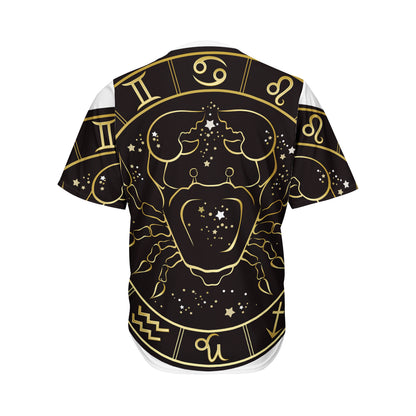 Gold And Black Cancer Sign Print Men's Baseball Jersey